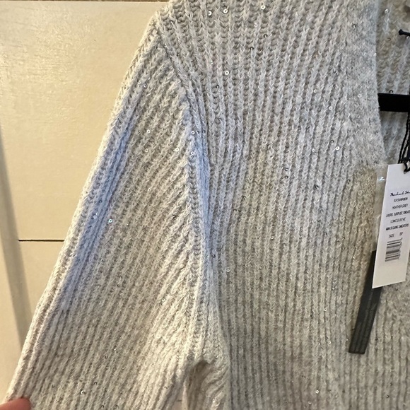 NWT SP MICHAEL STARS Laurel grey sparkle detail woman surplice Wrap rib sweater - Picture 8 of 16